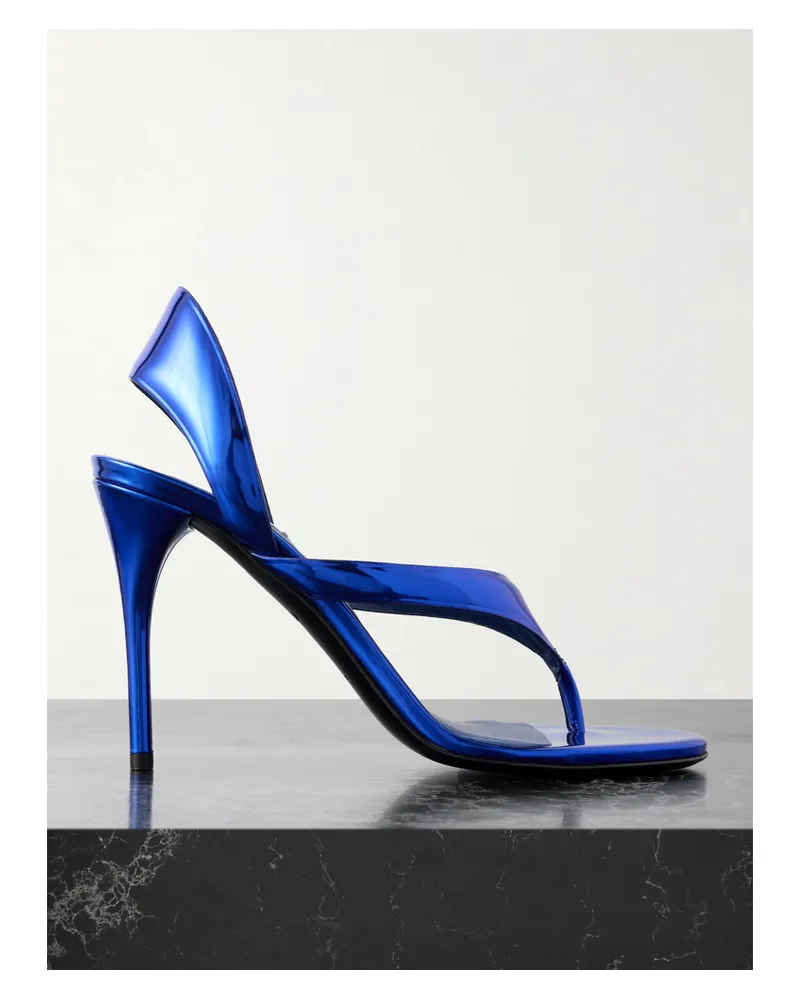 Alaïa Tong 90 Mirrored-leather Sandals - Blue Blue