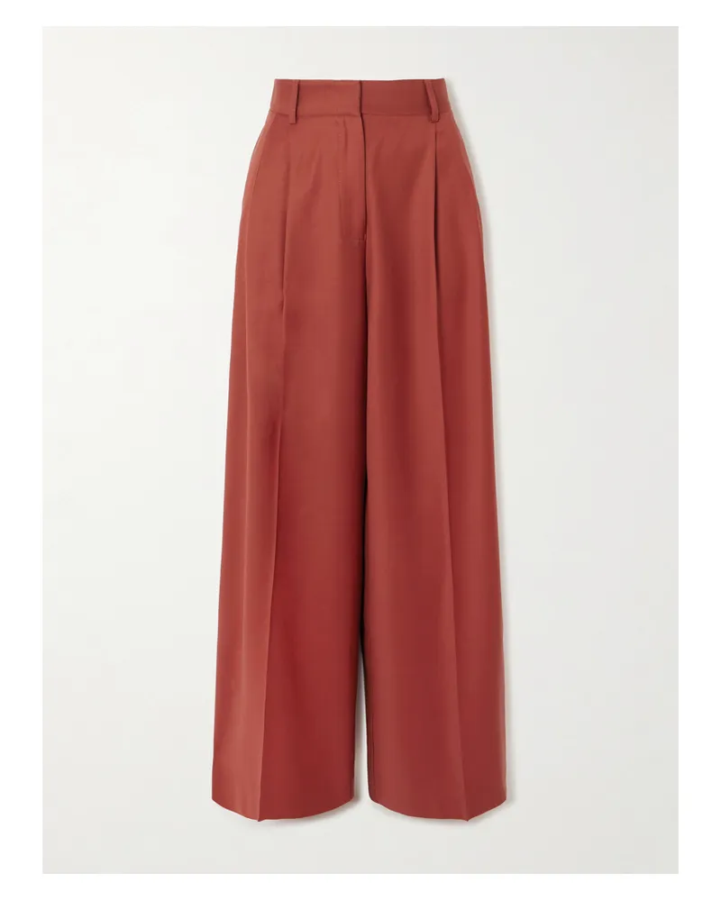 BEARE PARK Hose Mit Weitem Bein Aus Woll-twill Mit Falten - Metallic Metallic