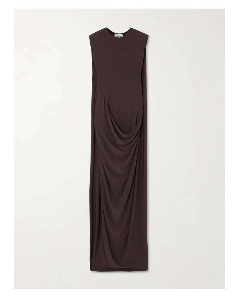 Jean Paul Gaultier Maxikleid Aus Stretch-satin Mit Falten - Braun Braun