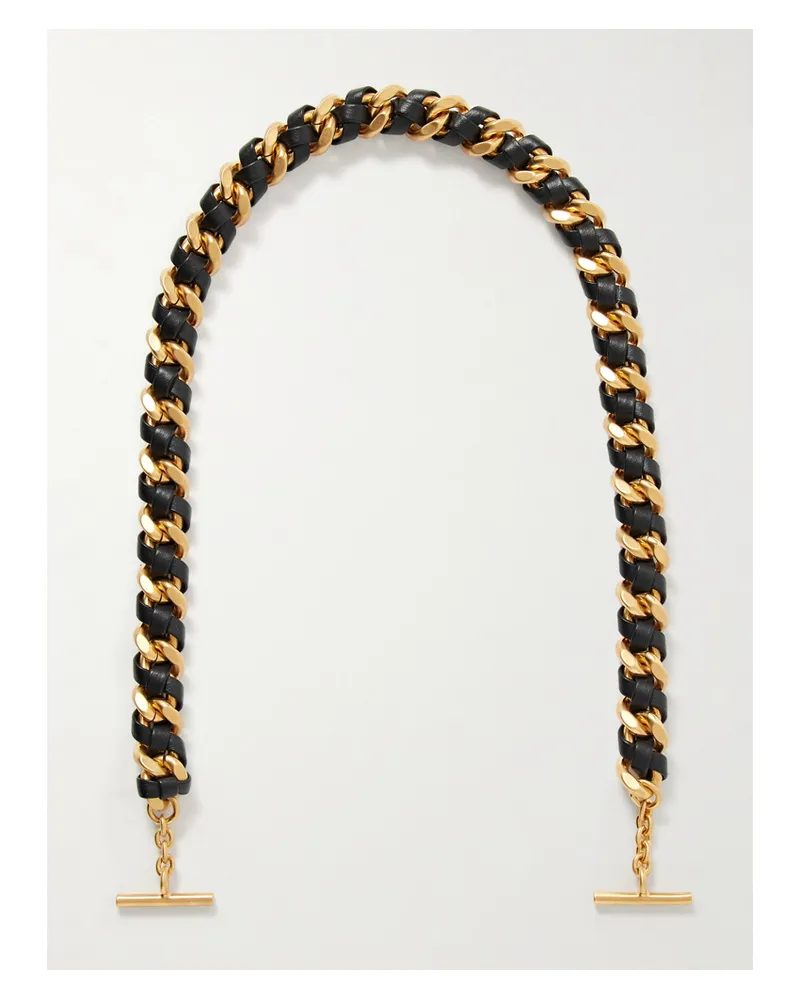 Métier Großer Goldfarbener Kettenriemen Mit Lederdetails Gold