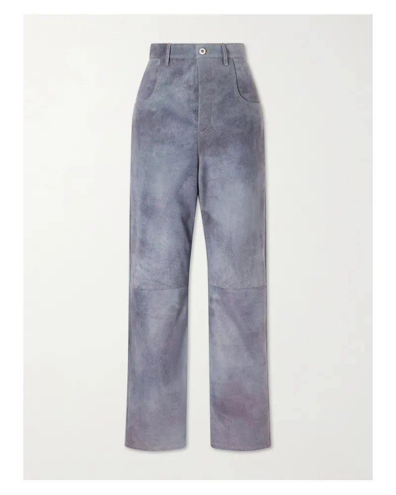 Bottega Veneta Suede Straight-leg Pants - Blue Blue