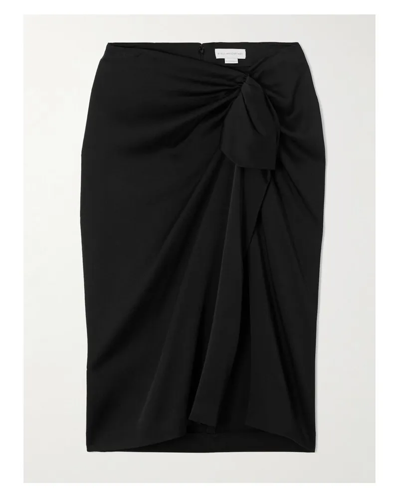 Stella McCartney Midi-wickelrock Aus Satin Mit Falten - Schwarz Schwarz