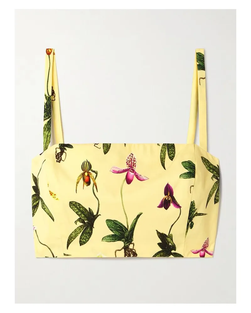 Oscar de la Renta Bustier Aus Popeline Aus Einer Baumwollmischung Mit Blumenprint - Gelb Gelb