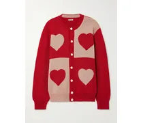 Zweifarbiger Cardigan Aus Lamé - Rot