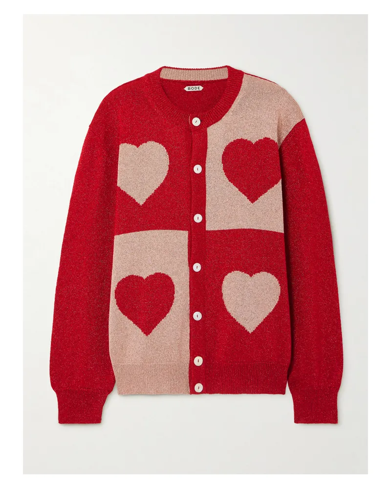 BODE Zweifarbiger Cardigan Aus Lamé - Rot Rot