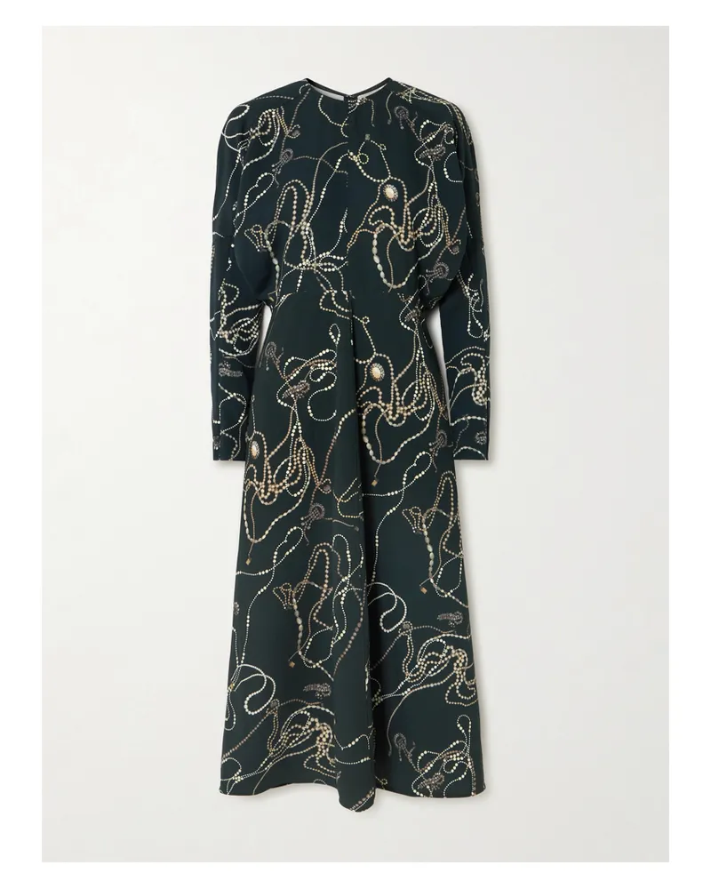 Victoria Beckham Midikleid Aus Bedrucktem Crêpe - Grün Grün