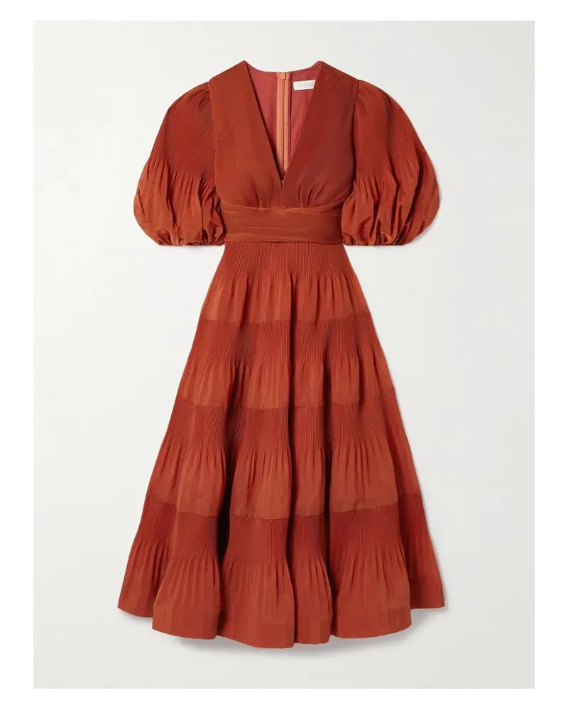 Zimmermann Midikleid Aus Taft Mit Plissee - Rot Rot