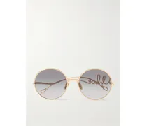 Iconic Goldfarbene Sonnenbrille Mit Rundem Rahmen
