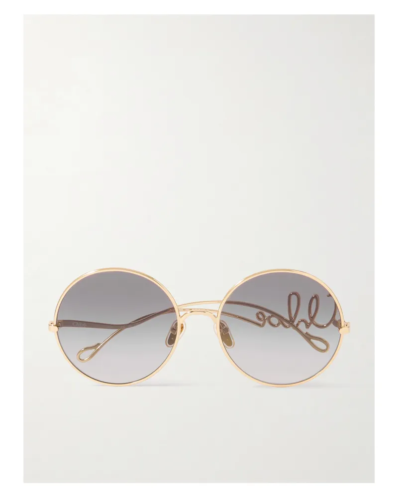 Chloé Iconic Goldfarbene Sonnenbrille Mit Rundem Rahmen Gold