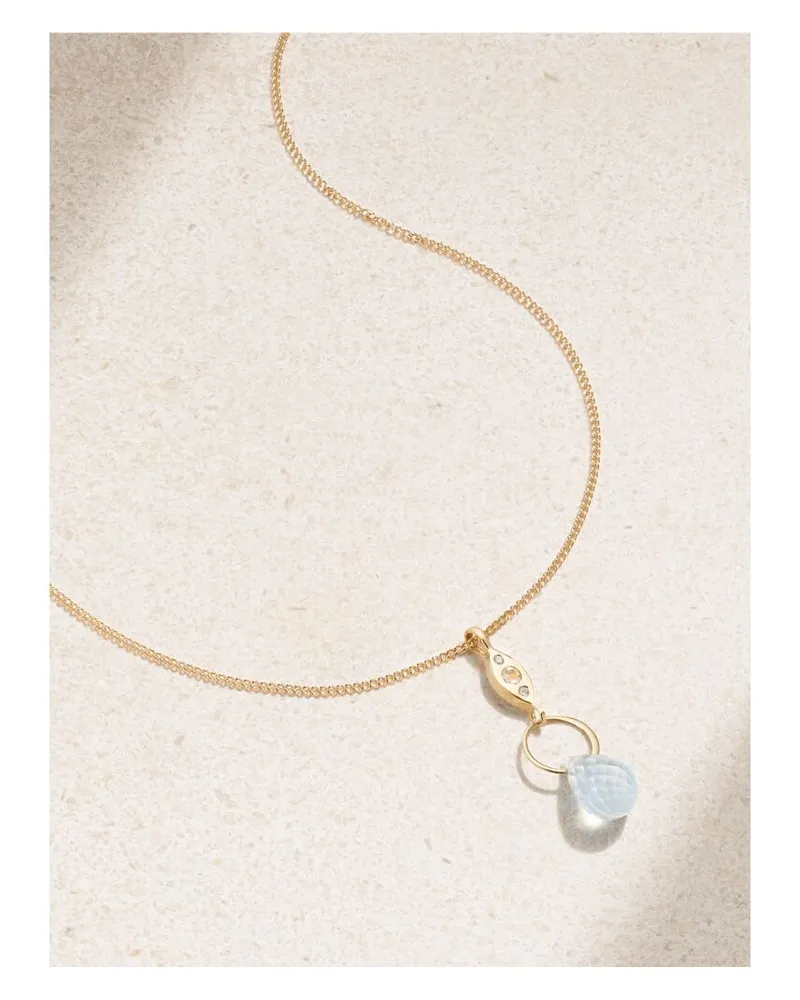 Melissa Joy Manning Kette Aus Recyceltem 14 Karat Gold Mit Aquamarin Und Diamanten Gold