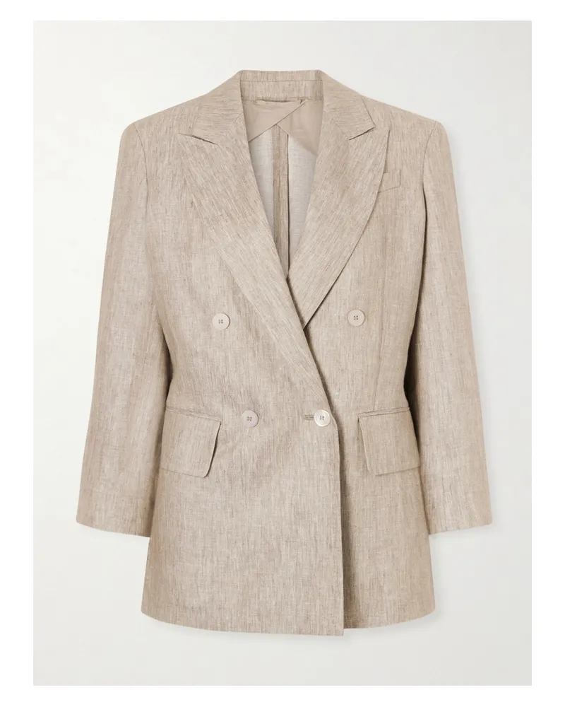 Max Mara Double-breasted Linen Blazer - Neutrals Neutrals