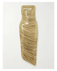 Norma Kamali Diana Trägerlose Robe aus Metallic-stretch-jersey Gold