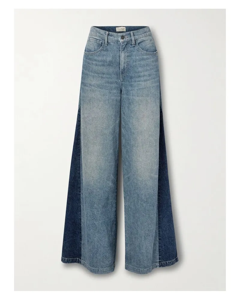 Nili Lotan Ebony Zweifarbige, Hoch Sitzende Jeans Mit Weitem Bein - Blau Blau