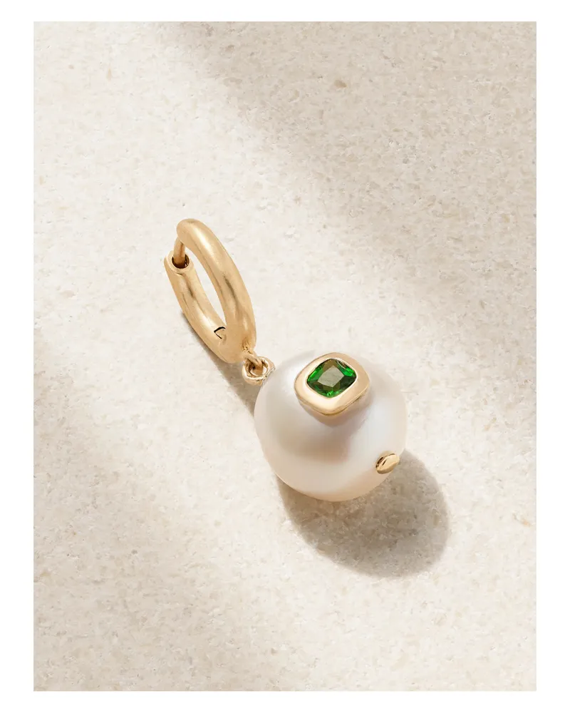 Pascale Monvoisin Eddie Einzelne Creole Aus 9 Karat Gold Mit Perle Und Diopsid Gold