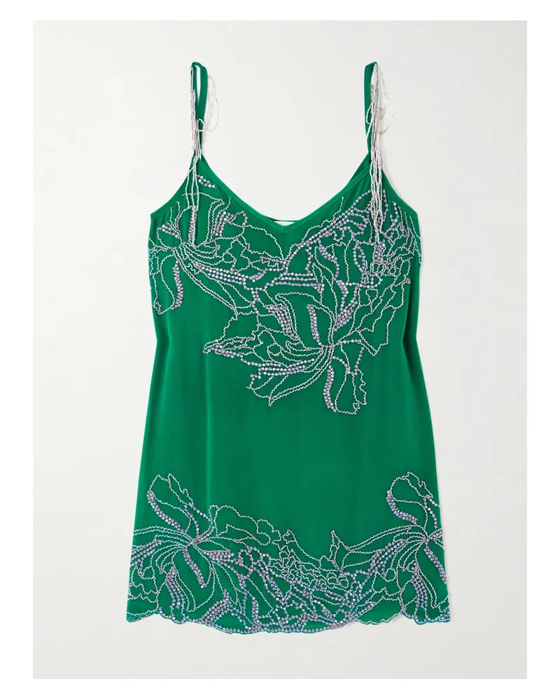 Dries van Noten Embellished Silk-crepe Camisole - Green Green