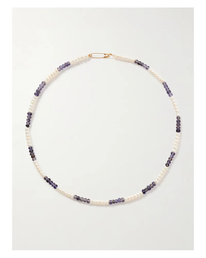 Loren Stewart 14-karat Gold, Iolite And Pearl Necklace - Blue Blue