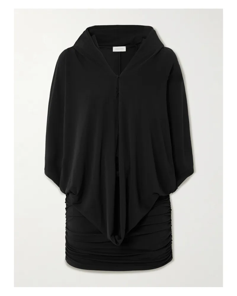 Magda Butrym Mehrlagiges Minikleid Aus Stretch-crêpe Mit Kapuze - Schwarz Schwarz