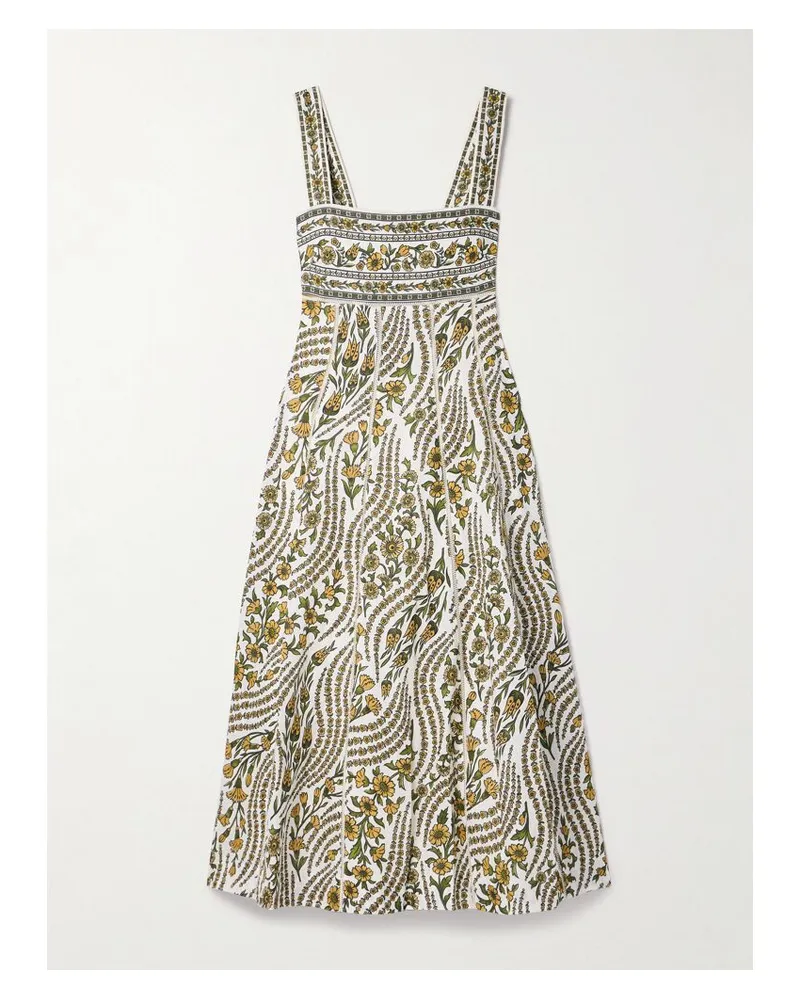 Veronica Beard Rye Rückenfreies Midikleid Aus Leinen Mit Blumenprint - Gelb Gelb