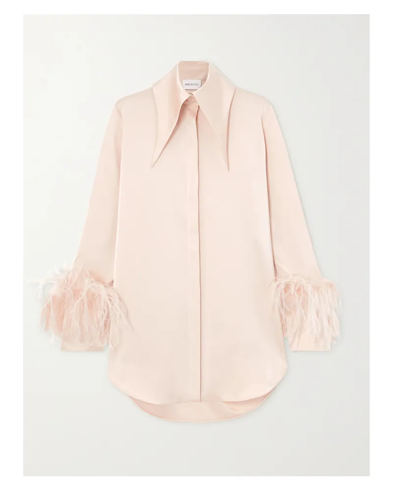 16ARLINGTON Seymour Hemd Aus Stretch-satin Mit Federn - Pink Pink