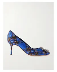 Manolo Blahnik Hangisi 70 Pumps aus Karierter Wolle Blau