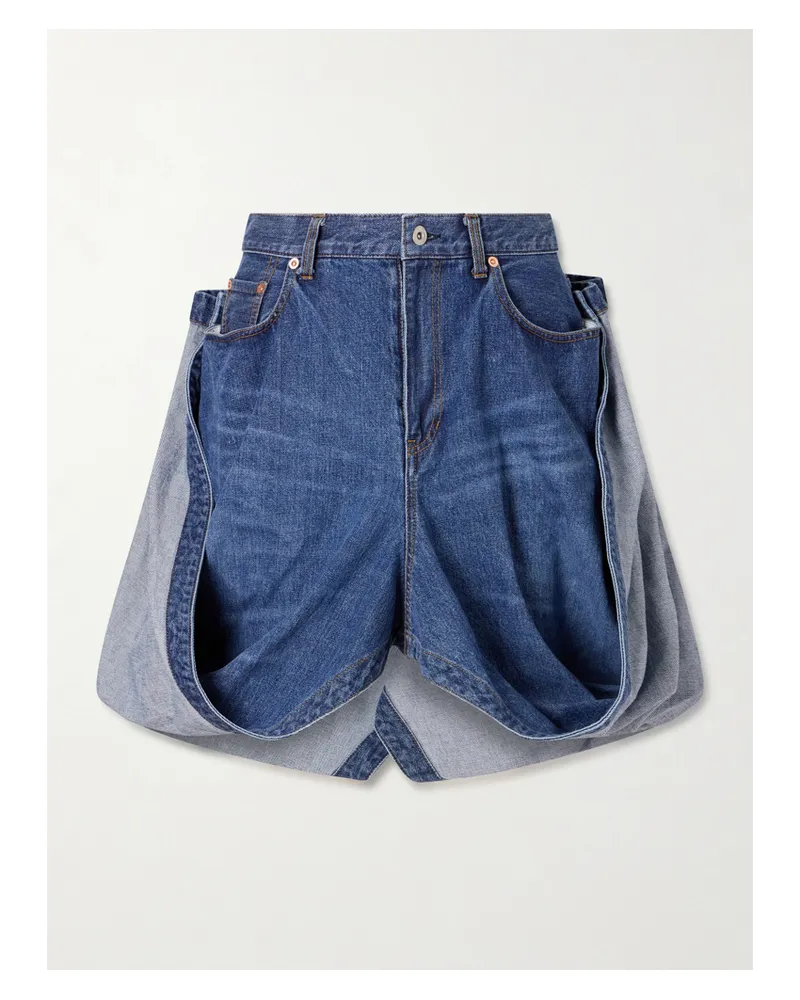 Sacai Folded Denim Skirt - Blue Blue