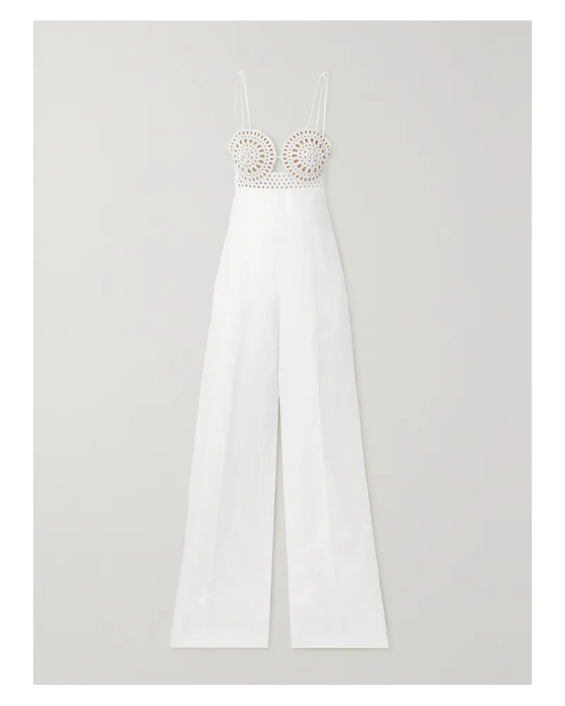 Stella McCartney Jumpsuit Aus Crêpe Und Lochstickerei - Weiß Weiß