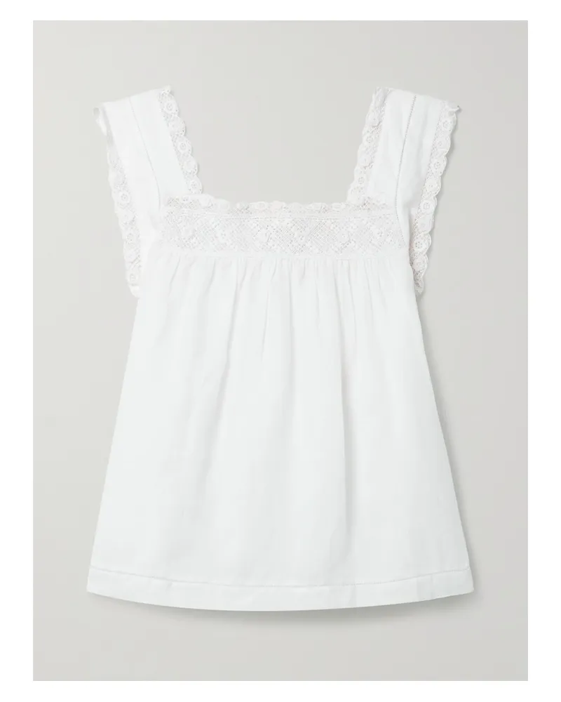 DÔEN Aphra Crochet-trimmed Ramie Top - White White