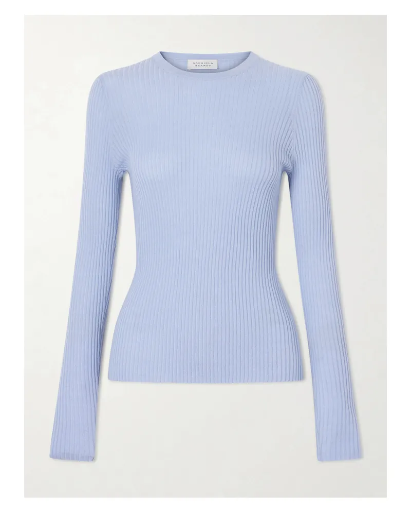 Gabriela Hearst Ribbed Cashmere And Silk-blend Sweater - Blue Blue