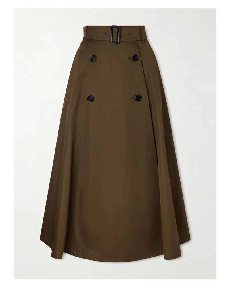 Burberry Belted Cotton Midi Skirt - Green Green