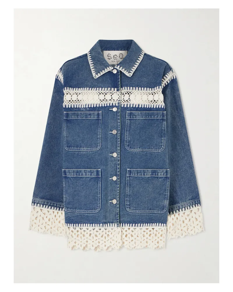 Sea Stasia Crochet-trimmed Denim Jacket - Blue Blue