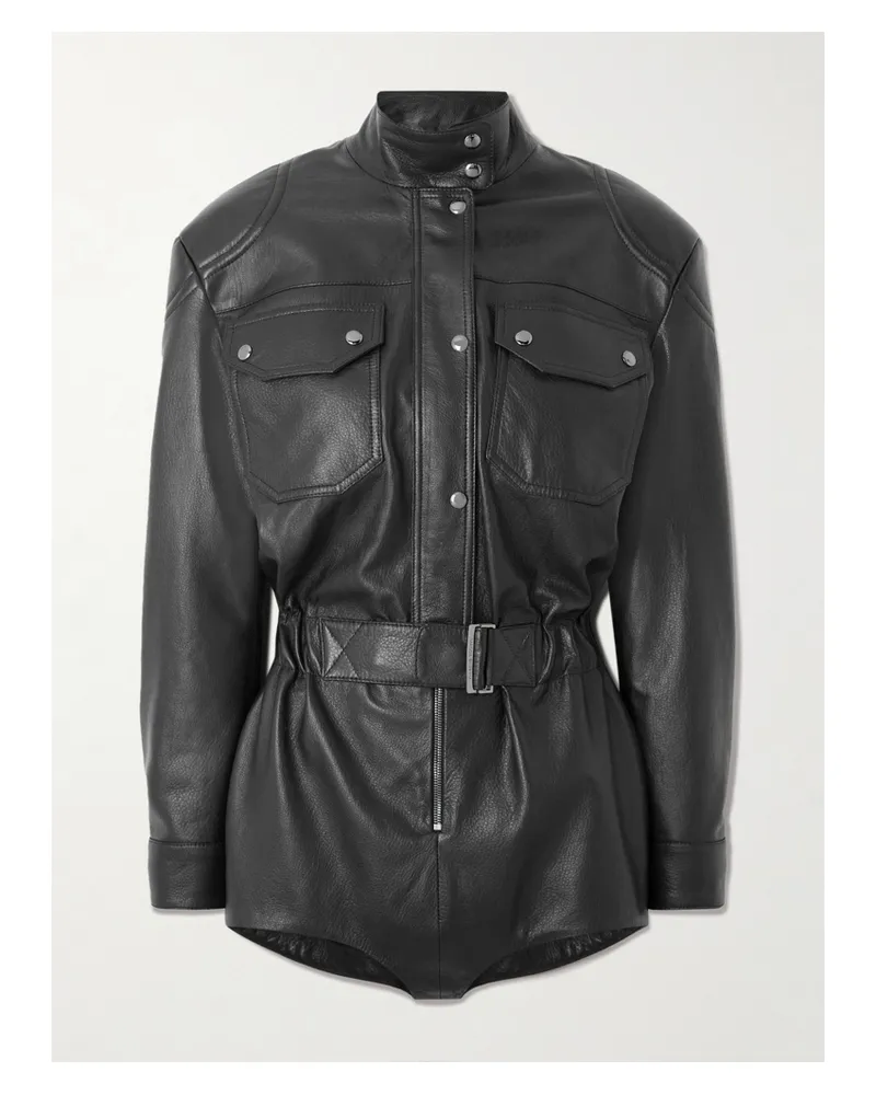 Magda Butrym Playsuit Aus Leder Mit Gürtel - Schwarz Schwarz