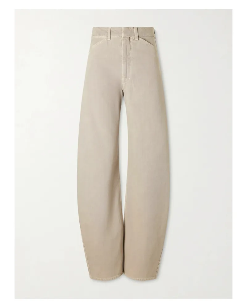 Christophe Lemaire High-rise Cotton-twill Wide-leg Pants - Neutrals Neutrals
