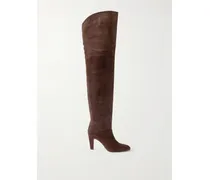 Eve Overknees Aus Veloursleder - Braun