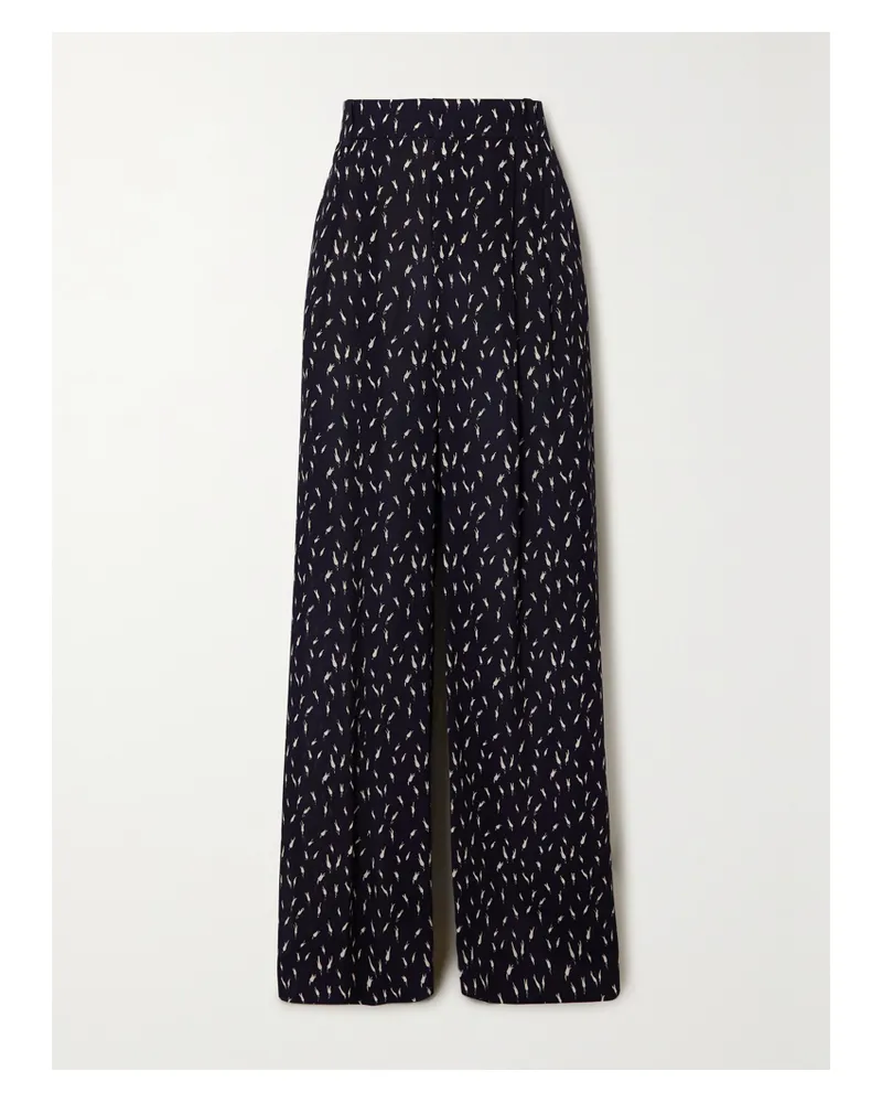 Chloé Hose Mit Weitem Bein Aus Crêpe De Chine Mit Blumenprint - Blau Blau
