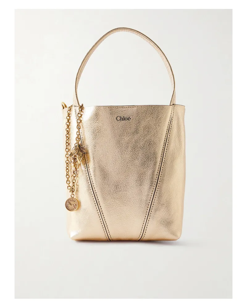 Chloé Spin Kleine Tote Aus Strukturiertem Leder Mit Verzierungen - Gold Gold