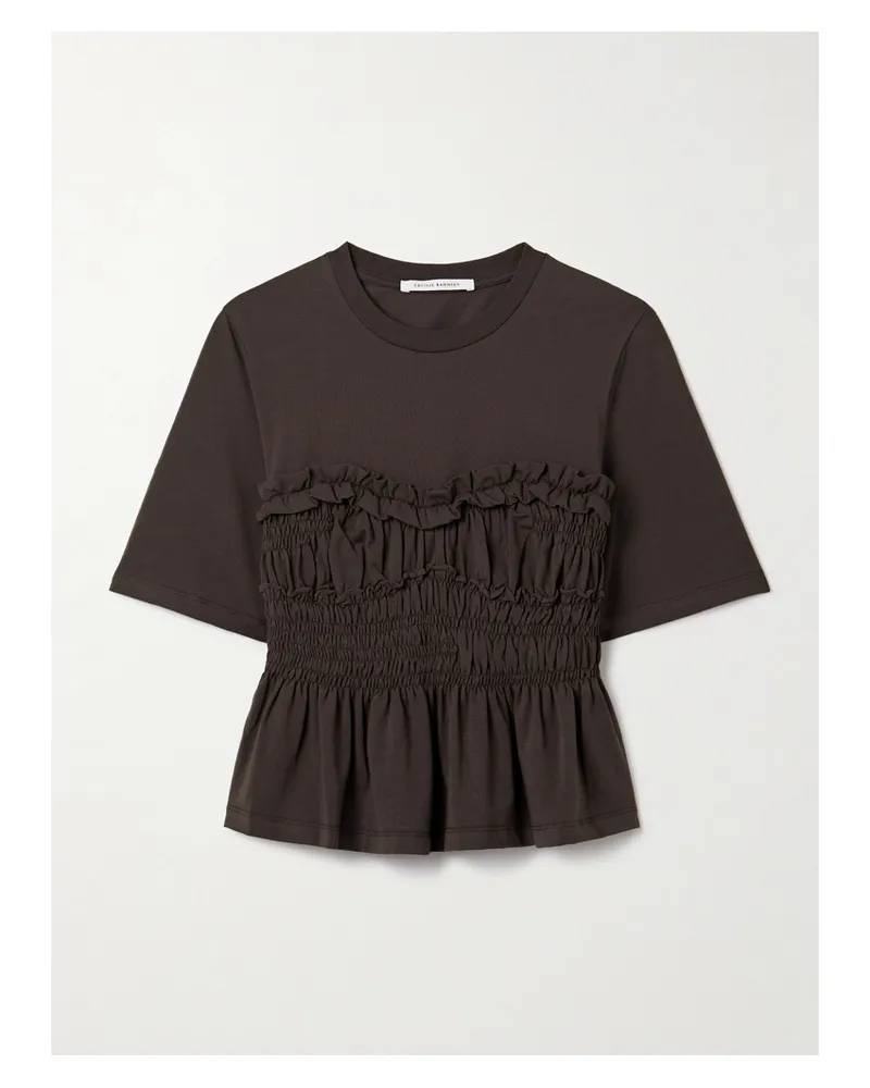 Cecilie Bahnsen Vlide T-shirt Aus Baumwoll-jersey Mit Rüschen Und Raffungen - Braun Braun