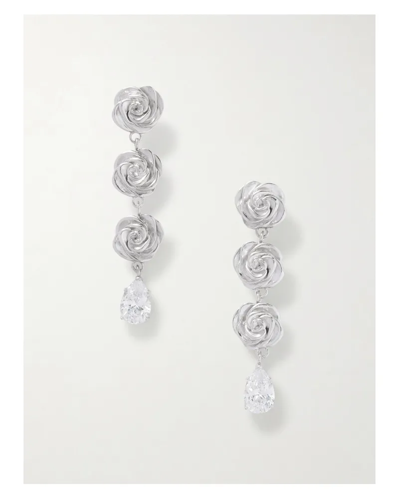 Magda Butrym Rhodium-plated Crystal Earrings - Silver Silver