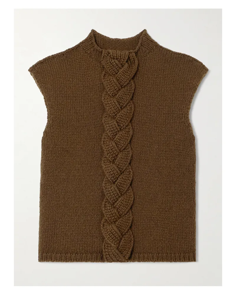 Christophe Lemaire Pullunder Aus Einer Wollmischung In Zopfstrick - Braun Braun