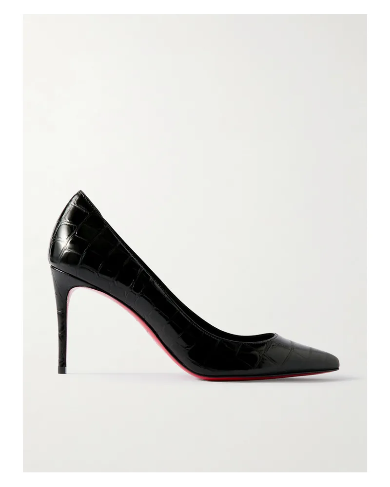 Christian Louboutin Pumps aus Lackleder mit Krokodileffekt Schwarz