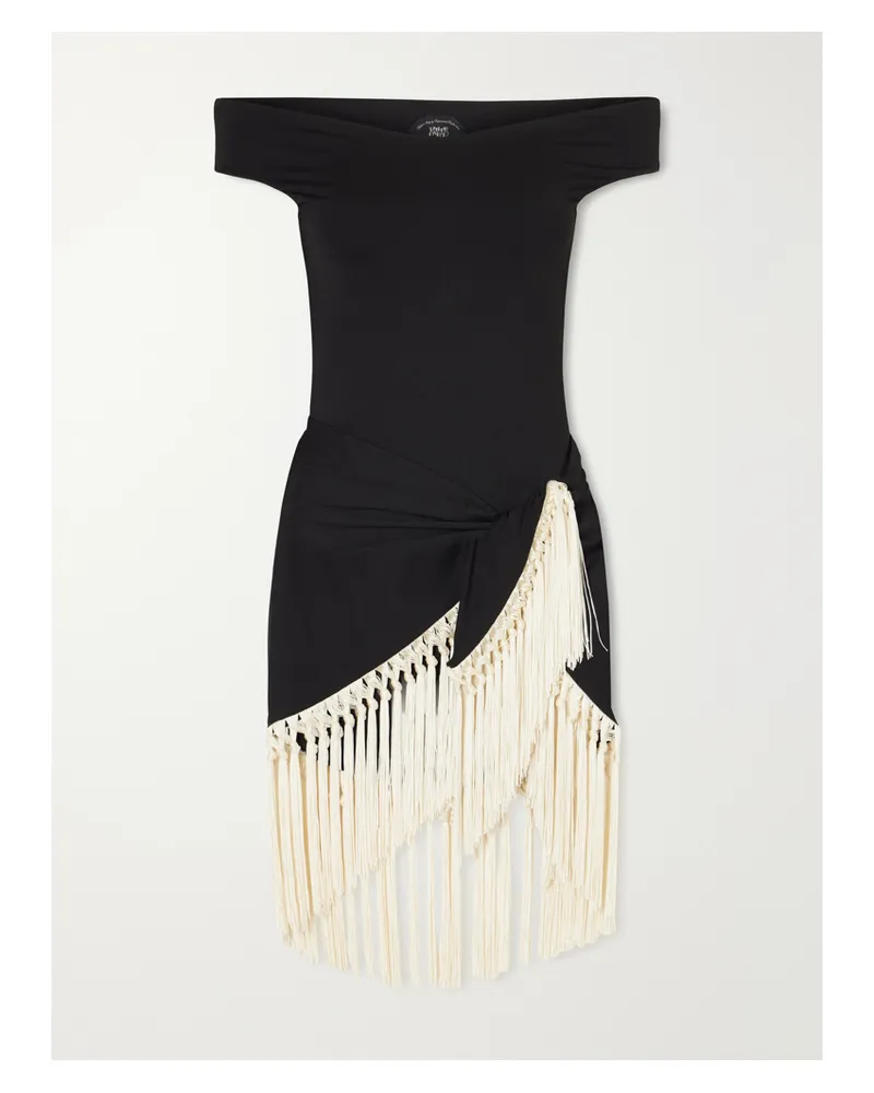 Taller Marmo Romy Fringed One-shoulder Swimsuit - Black Black