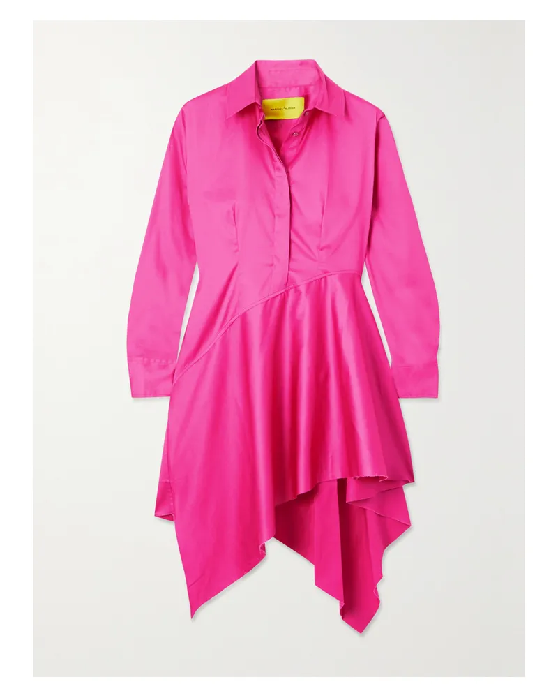 Marques ' Almeida Asymmetrisches Mini-hemdblusenkleid Aus Stretch-baumwollpopeline - Pink Pink