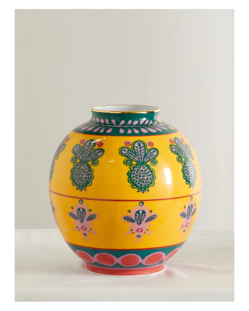 La DoubleJ Bubble Gold-plated Porcelain Vase - Yellow Yellow