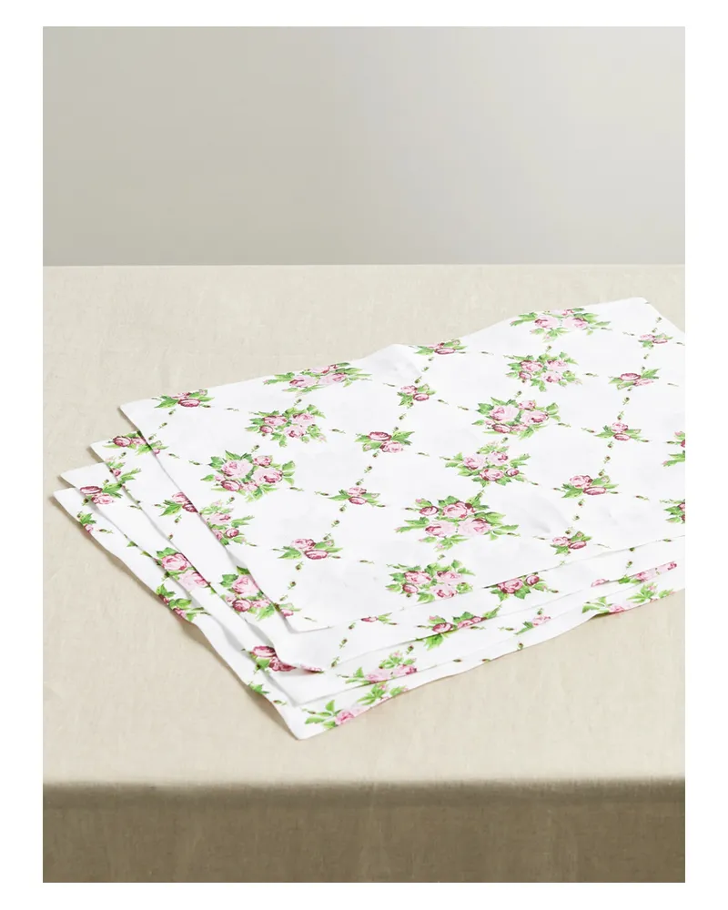 EMILIA WICKSTEAD Set Aus Vier Platzsets Aus Leinen Mit Blumenprint - Pink Pink