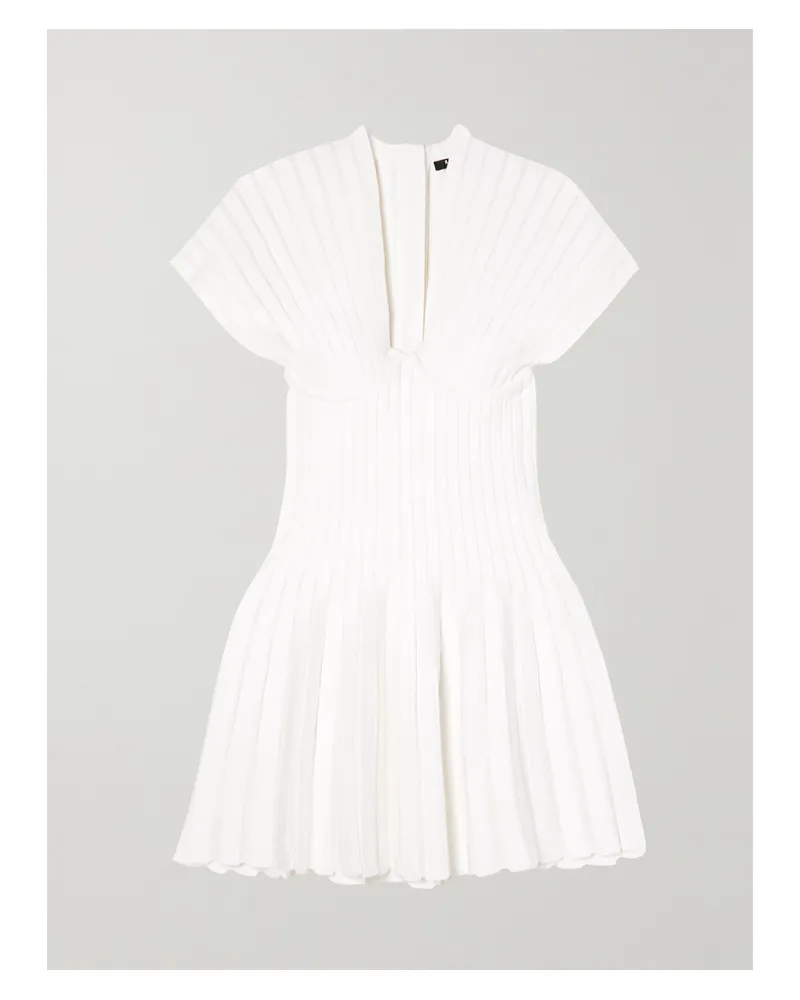 Balmain Minikleid Aus Strick Mit Falten - Weiß Weiß
