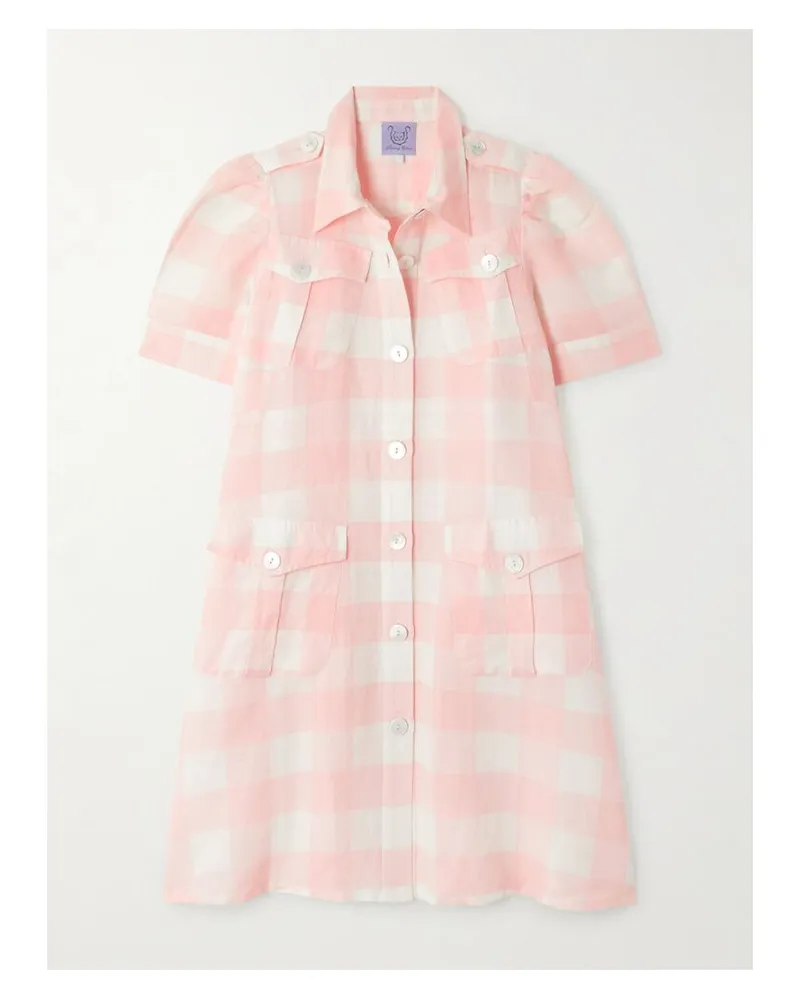 Thierry Colson Boa Minikleid Aus Einer Karierten Leinen-baumwollmischung - Pink Pink