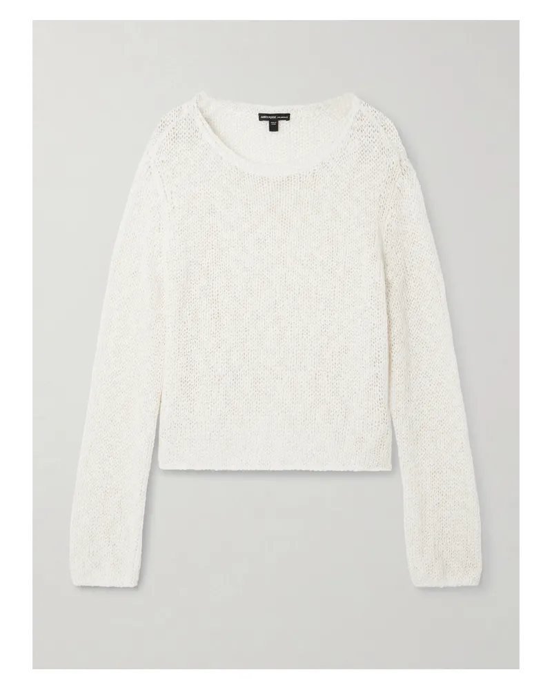 James Perse Pullover Aus Einer Baumwoll-leinenmischung - Weiß Weiß