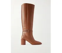 Eddie Kniehohe Stiefel Aus Leder Mit Wellenkanten Und Schnalle - Braun