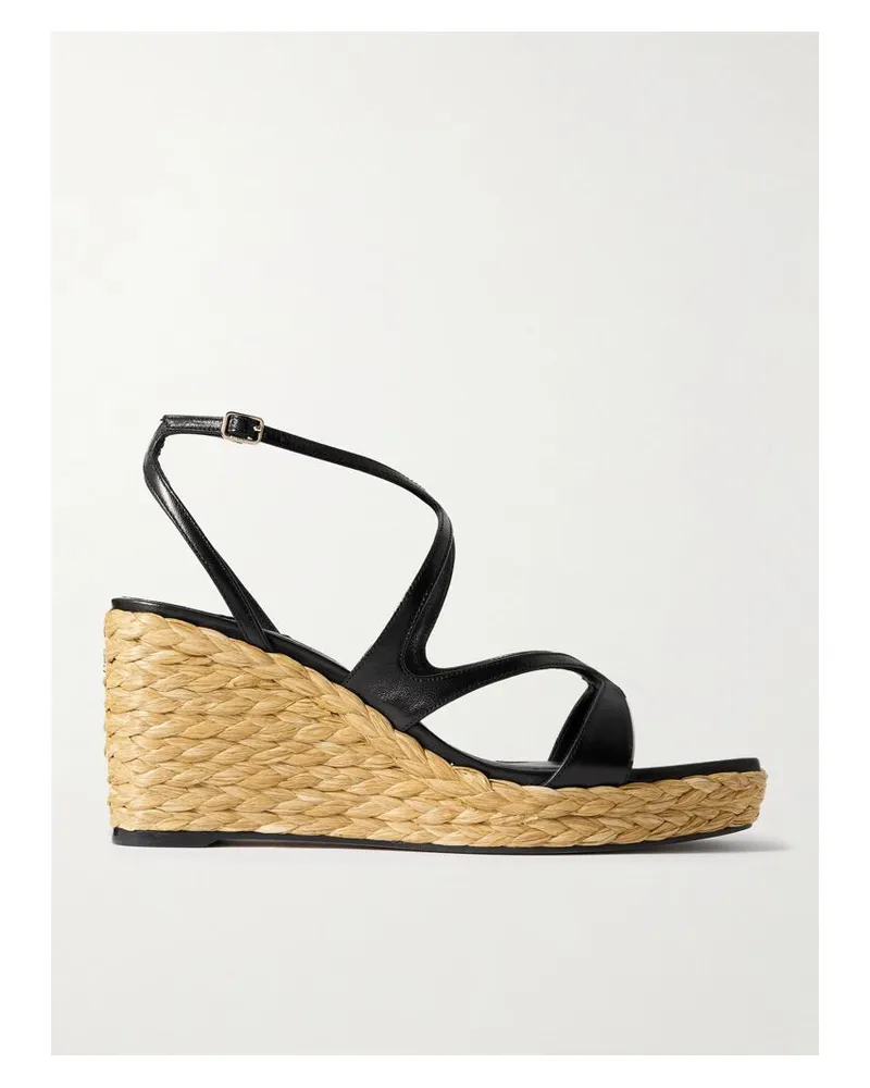 Jimmy Choo Ayla 85 Plateau-espadrilles Aus Leder - Schwarz Schwarz
