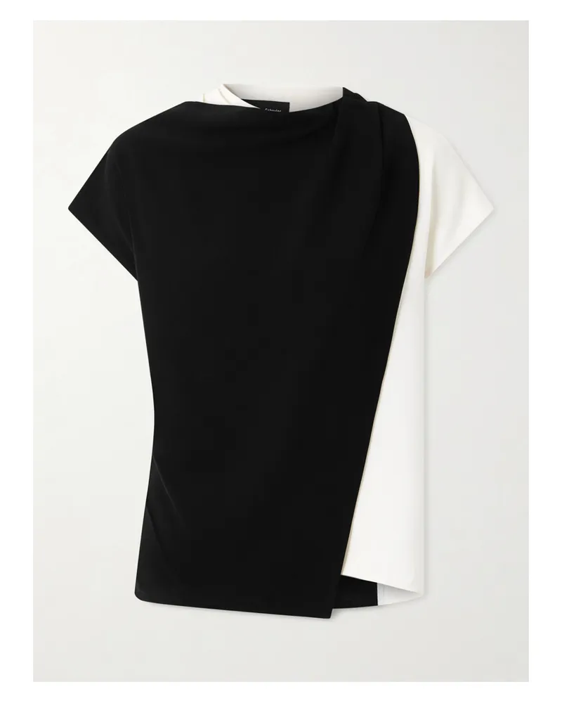Proenza Schouler Elsa Asymmetric Crepe Top - Black Black