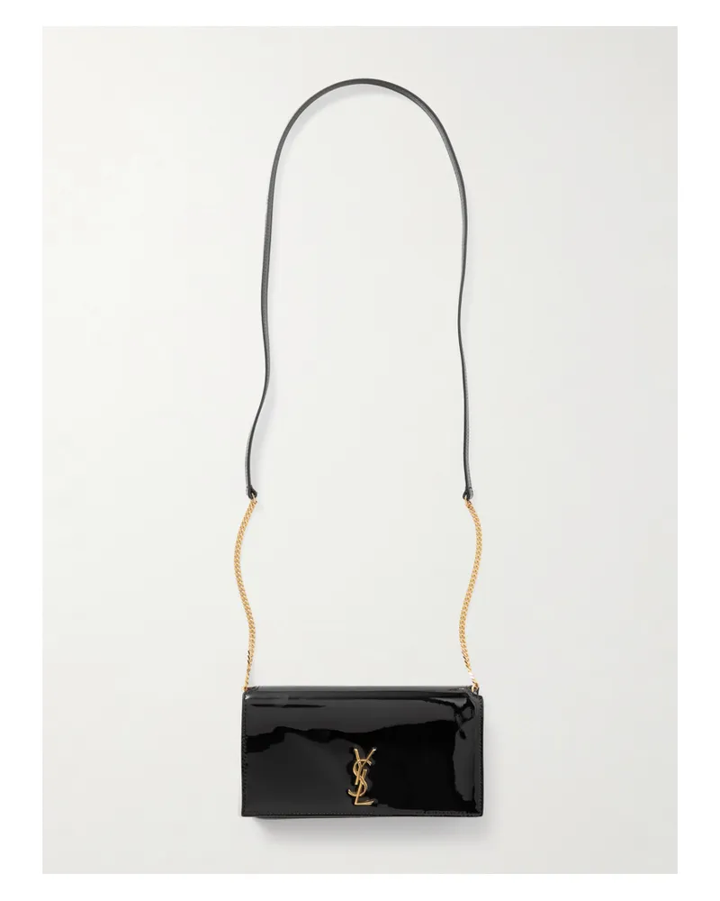 Saint Laurent Cassandre Strap Patent-leather Phone Case - Black Black